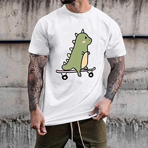 Tops de estampa de dinossauros bonitos masculinos Camiseta curta Camiseta O-shirt Diário camisa casual camisetas Blusa do