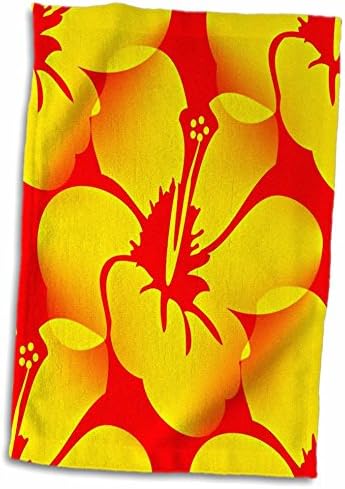 3d rosa amarelo e laranja hibiiano hibiscus Art-tropical floral twl_53560_1 toalha, 15 x 22, branco