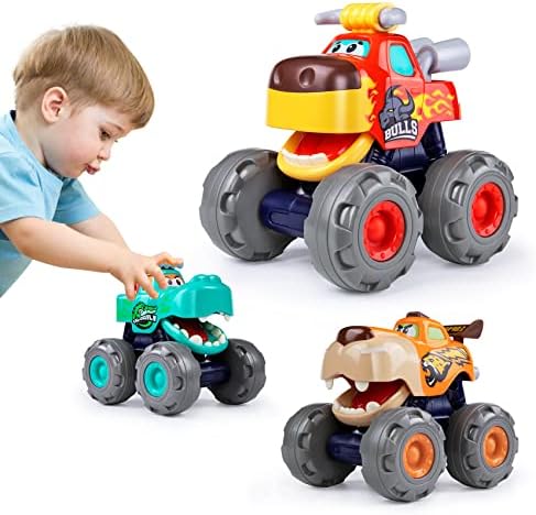 Carros de brinquedo para 1 2 3 anos 3 pacote monstro monster caminhão brinquedo push & go crocodile carros de fricção de carro