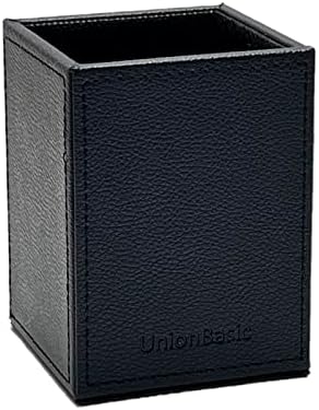 Porta de caneta quadrada da Unionbasic, xícara de lápis de couro, organizador de papelaria de caddy para desktop, padrão