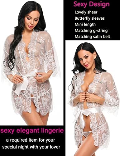 Avidlove Lace Women Feminino Kimono Robe Babydoll Lingerie Mesh Mesh Nightgown S-5xl