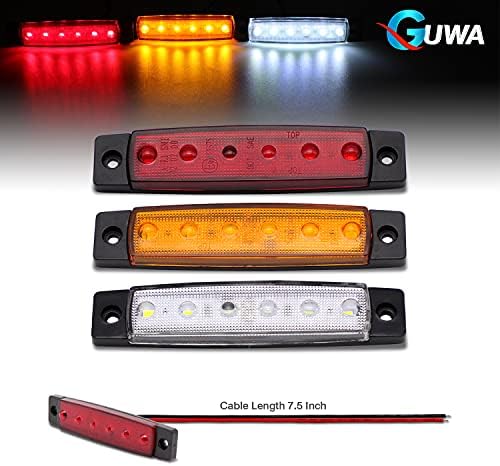Guwa 3,8 polegadas LED branco LED fina marcador lateral Indicador Lâmpada Lâmpada 6 Diodos Backup selado Reverso Lâmpadas impermeáveis