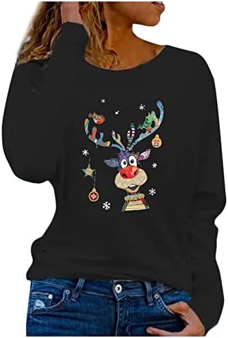 Akollsppnsy Women Crewneck Sweatshirt Christmas Print Crewneck Termal Termal Geral Woman Tops para o outono 22
