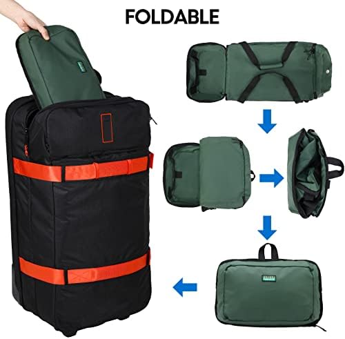 Mochila Duffle Duffle Duffle para homens Haimont 50l para homens, mochila dobrável Duffle para acampamento para caminhadas de ginástica ao ar livre 50l com compartimento de bolso e sapato, exército verde