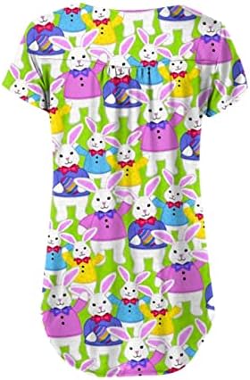 XIPCOKM Feliz camisetas de Páscoa para mulheres ovos de coelho impressa túnica top top solto casual botton camiseta macia comffy