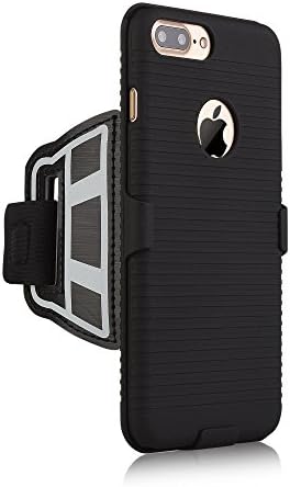 Chuangxinfull Sports Armadband de pulseira para iPhone 8 Plus, 7 Plus, tampa dura híbrida com braçadeira esportiva, coldre rotativo