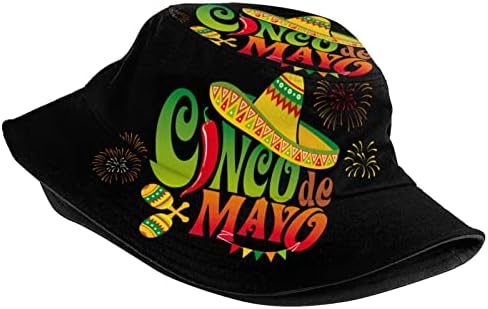 Cinco de Mayo Capéu de balde engraçado Design de férias mexicano Chapéu de pescador de verão Capinho de viagem ao ar livre de viagem