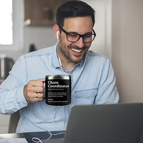 Coordenadora de Wecacyd Chaos MUG - 14oz preto - Idéia de presente de aniversário exclusiva para chefe senhora, mulher,