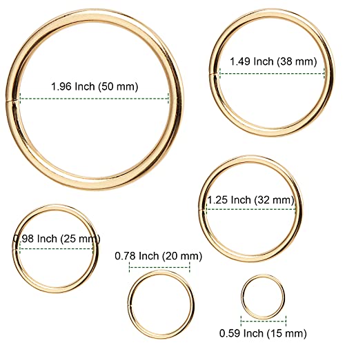 Pingeui 180 pcs ouro metal o anéis, 6 tamanho de ouro multifuncional o anel de círculo sólido anel redondo de fivela para artesanato