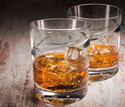 Vinotemp Epicureanist Helix Whisky Glass - Girando o copo de vidro de uísque aerata seus espíritos favoritos, destrancando seus sabores e aromas complexos - conjunto de 2