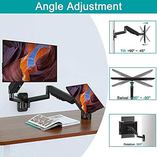 Mount Pro Pro Dual Monitor Stand - Free Standing Full Motion Monitor Monta de mesa se encaixa 2 telas de até 27 polegadas e