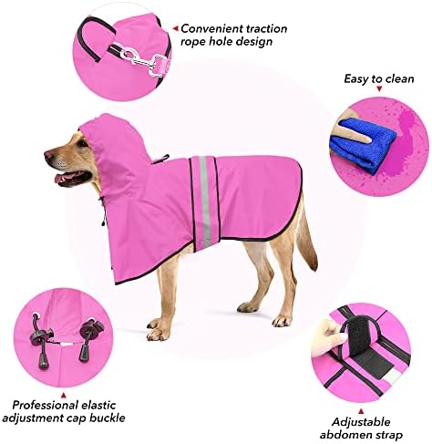 Capa de chuva de cachorro à prova d'água ezierfy - casaco de chuva de estimação ajustável, capa de chuva de poncho