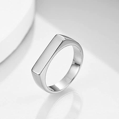 MYNENEY Aço inoxidável de aço quadrado Estilo de sinalização clássico simples de noivado de casamento simples anel