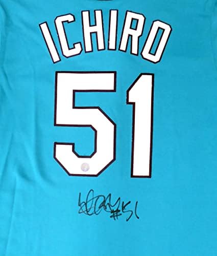 Seattle Mariners Ichiro Suzuki autografado Teal Majestic Jersey Tamanho M é Holo Sku #193819 - Jerseys autografadas da MLB