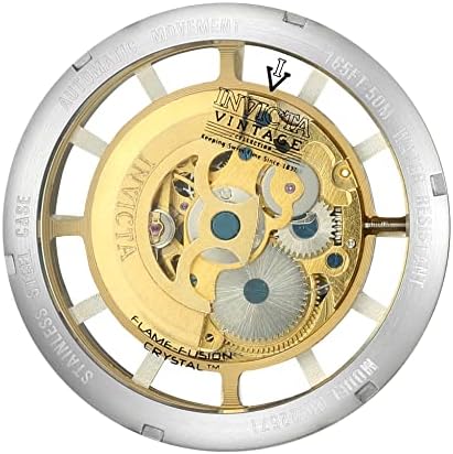 Invicta Men 'vintage' Antecedável automático e relógio casual de couro, cor: preto/dourado/ouro