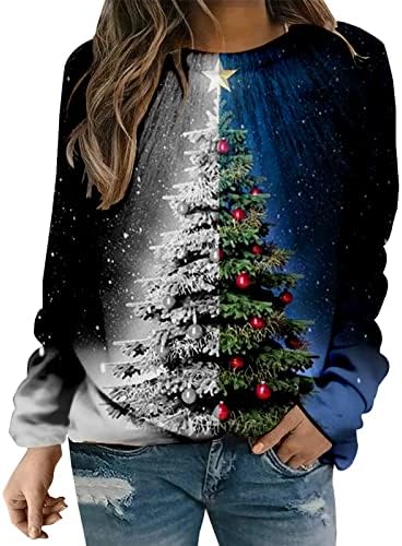 JJHAEVDY WOMENS PULLOVER HONIVRADO IMPRESSO DE MANAGEM LONGO LONTS O PESCOO DE CAMADOR LIZE CHAMADA CONFOLTADA SWEATERS