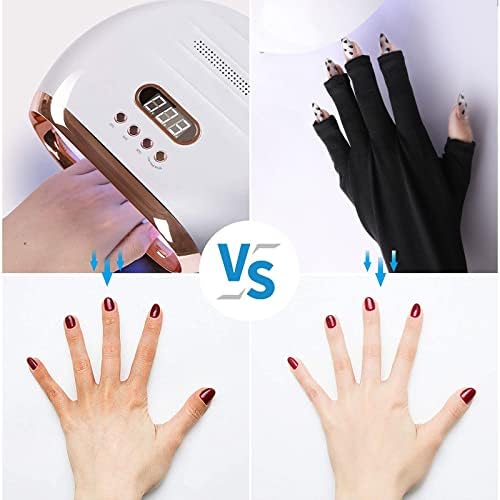 Luvas de lâmpada de unhas de gel da Bouttarro Anti -UV Luva de escudo UV, luvas de proteção profissional para manicures, proteger a luva sem dedos para o dedo para casa para casa para casa ao ar livre