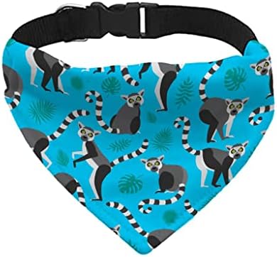 Lemur Pattern Pet Bandana Collar - colar de lenço de estampa animal - Bandana gráfica de cachorro - L