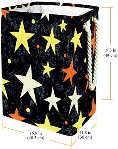 Deyya Star Pattern Retro Retro Scandinavian Cestas de lavanderia dificultam altura de altura dobrável para crianças adultas meninos adolescentes meninas em quartos Banheiro 19.3x11.8x15.9 em/49x30x40.5 cm