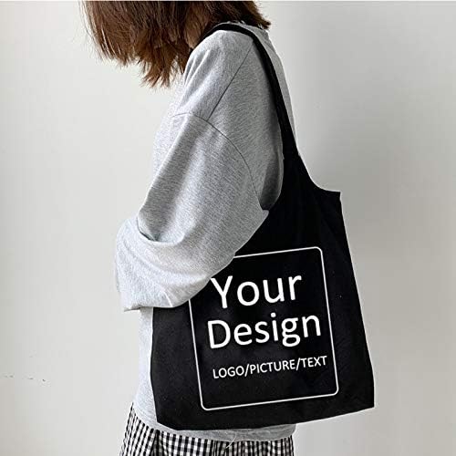 Keevici Adicione o seu logotipo de texto de imagem Design personalizado sua própria tela personalizada Tote Bag Sacos de ombro