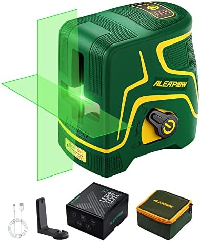 ALEAPOW Nível de nivelamento Green Nível de laser, nível de laser transversal de 147 pés, bateria 2.2AH, tipo C, modo manual e pulso,