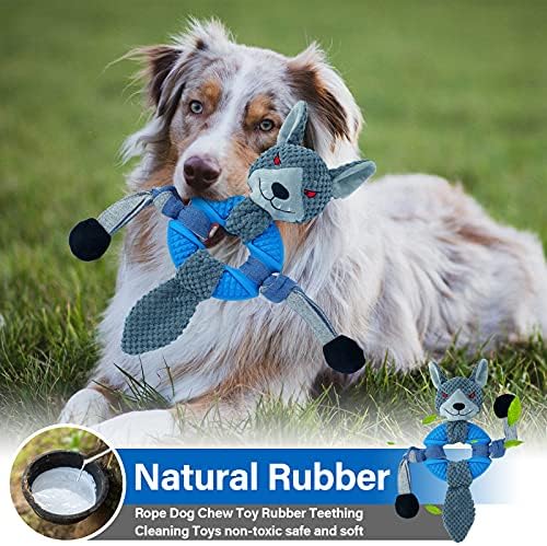 Casencase Squeaky Dog Toys Para cães grandes, brinquedos de pelúcia para cães para raça média, brinquedo de cachorro de borracha natural durável para limpeza de dentição, brinquedos de cachorro fofos