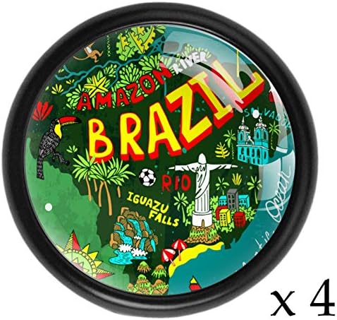 Mutades de gavetas de berçário de cerveja mapa de botões de cômoda brasileira botões de vidro de cristal 4pcs botões