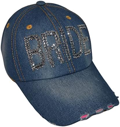 Popfizzy Bling Hat for Women and Girls, Capinho de beisebol divertido de strass, chapéu de jeans angustiado, presentes para mulheres