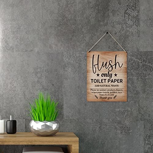 Sinal do vaso sanitário presente de presente de fazenda Hush apenas papel higiênico de madeira pendurada placa decoração de arte de parede rústica para decoração em casa 10 x 8 polegadas