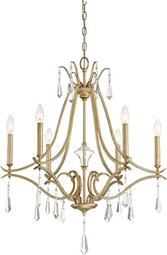 Minka Lavery 4446-66a Laurel Estate Clear Crystal Glass Candelier, 6-luz 360 Watts, 32 h x 27 W, carvão