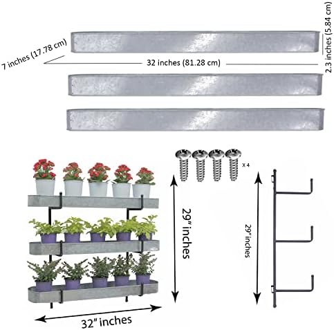 Plantador de parede vertical de Benarr galvanizado-plantador montado na parede com eficiência espacial para plantador externo e interno-3 camadas para cultivo e exibição de plantas, flores, legumes, ervas, suculentas, etc.