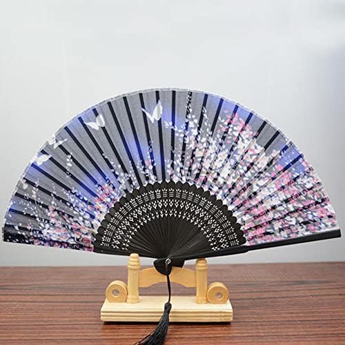 Fã de mão de Bifofo, ventilador de seda dobrável fã de mão, fã de seda masculina com molduras de bambu e borla elegante para dança de decoração de festas de casamento de cosplay