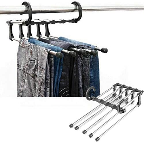 Cabides 5 em 1 em 1 calça multifuncional cabide de roupas dobráveis ​​salvador de armário rack de armazenamento para calças cinto de gravata de cachecol