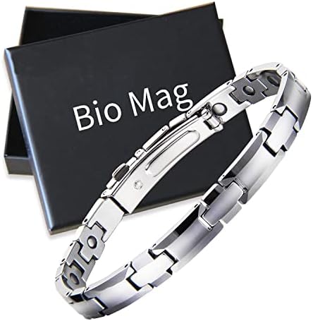 Pulseiras magnéticas de biomags para homens mulheres, carboneto de tungstênio com ímãs poderosos para papai Mamãe 7,5 pulseiras