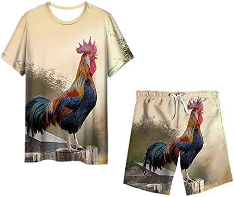 T-shirt de impressão de galo de animais de moda masculina