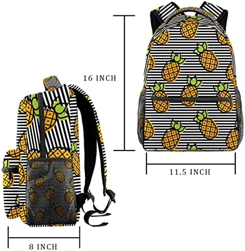 Backpack Rucksack School Bag Travel Casual Daypack para mulheres meninas adolescentes, Pinaapple Stripe