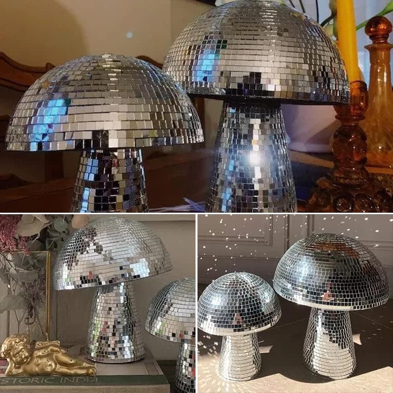 Bola de discoteca de cogumelo de Looddo, 2022 Bola decorativa de cogumelos 2022, espelho Glitter Disco Ball, para festas,