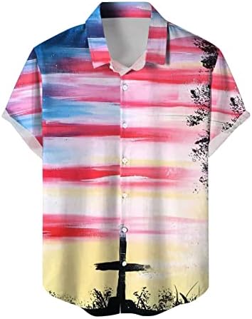 American Flag Button Down camisa para homens de manga curta camisa pólo EUA bandeira impressa a aloha praia camisa