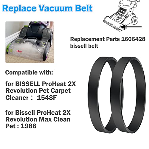 2 Cintos de vácuo de embalagem Substituição para Bissell Proheat 2x Revolution Revolution Pet Carpet Cleaner, Belts a vácuo