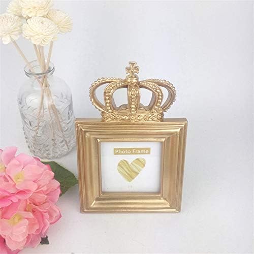 Cozomiz Gold ornado ornamentou texturizado moldura de resina artesanal com cavalete para a mesa Crown Crown Vintage Decorativa de alta definição de vidro moldura de vidro para 2,5 x 3 polegadas quadros quadrados quadro