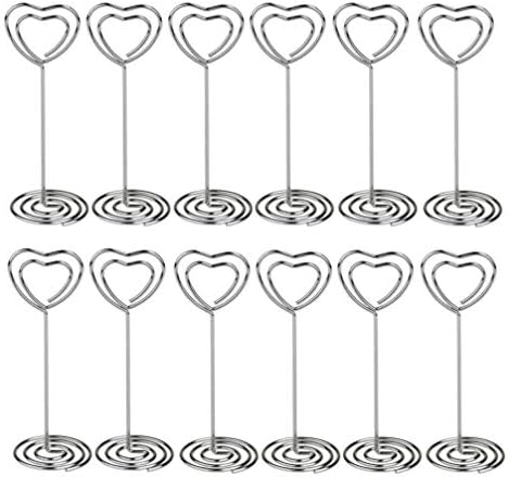 NUOBESTION 12PCS Número de tabela Titulares de cartão coração Tabela de fotos Tabela de fotos Picture Stand para Festa de Casamento Dia dos Namorados Dia