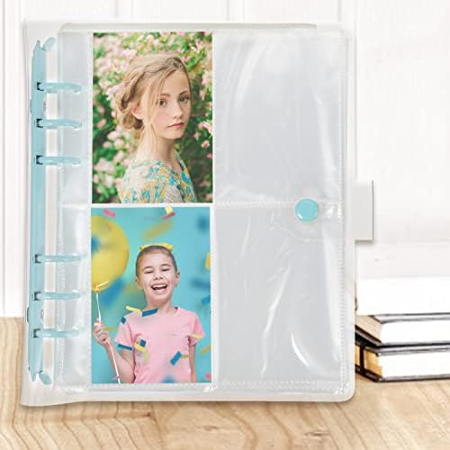 Cabilock PhotoCard Binder Mini Photo Álbum Clear Photocard titular Livro de recortes de 3 polegadas Álbum de recortes do livro de memória solteira Binder Family Albums para Anniversary Graduation Sky-Blue Love Book