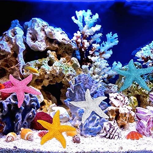 Cobee® Realistic Starfish Aquarium Ornament, 4 peças resina Starfish Fish Tank Decoração de Aquário de Animal Tropica