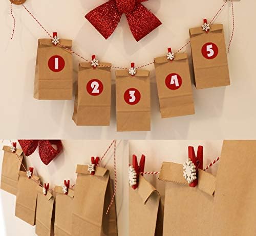 Ilauke 50pcs Christmas Chaves de madeira Mini Clipes de presa de flake de neve para cartões de natal Crafts de papel fotográfica