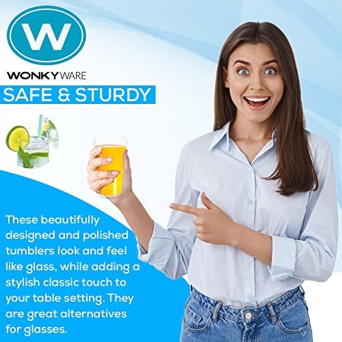 Wonkyware 12 onças Tritan Plástico Copo de copos de 6, copos de bebida premium inquebráveis ​​sem BPA, copos de bebida reutilizável de plástico reutilizáveis ​​à prova de batedores, BPA Safe BPA grátis para cozinha, uso comercial