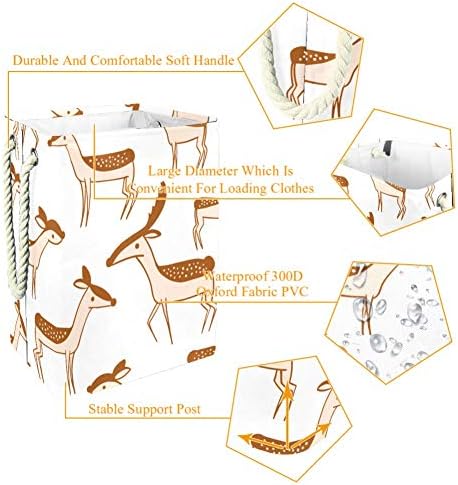 Padrão de veado de animal grande cesto de armazenamento dobrável de lavanderia de tamanho grande para quarto berçário de bebê