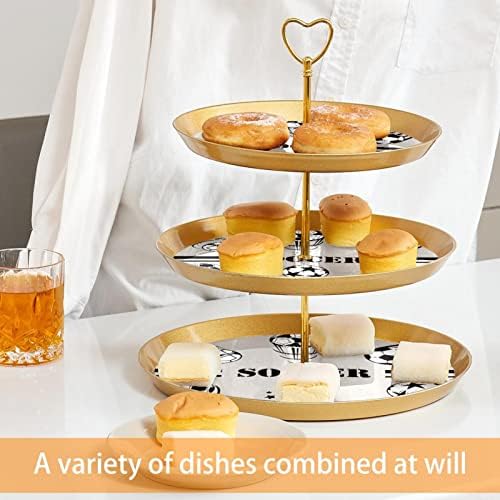 Bolas de futebol cupcake titular para pastelaria, 3 bolo de ouro de 3 camadas para mesa de sobremesa, torre de árvore