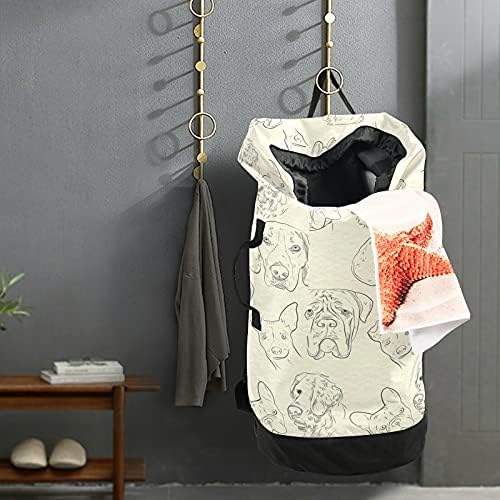 Mão de punho de punho para cães Bolsa de roupa com alças de ombro de lavanderia Backpack Saco de tração Fechamento