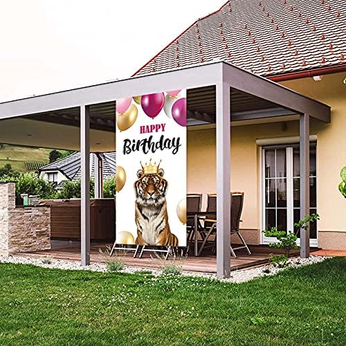 Tiger King Banner Backdrop Background Photo Booth Props Props realista realista Tiger Animal Zoo Decor para Safari Wild One 1st Birthday Party Baby Shower Favors Supplies Decorations