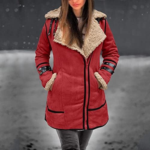 Kulywon plus size de inverno Coloque de lapela de lapão de manga longa jaqueta de couro acolchoada de casaco espessa casaco de